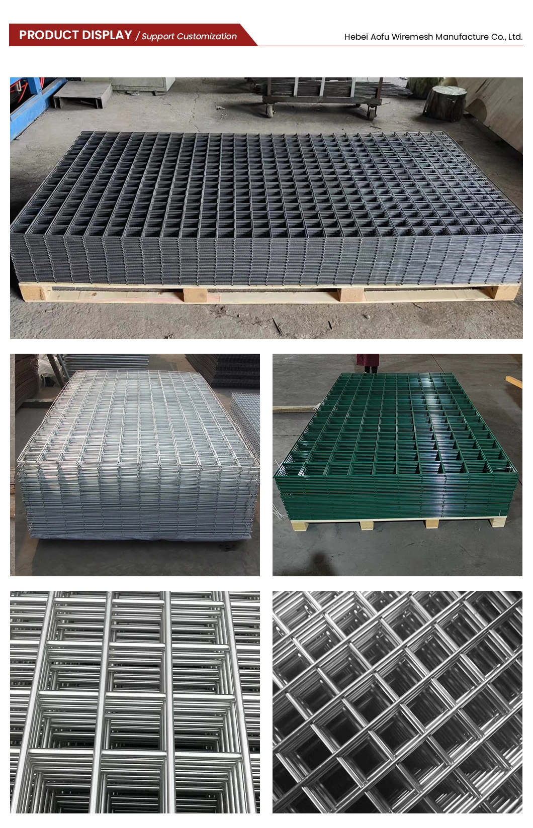 Aofu Wiremesh Green PVC Coated Welded Wire Mesh Panel Suppliers Galvanized Welded Flat Panel China Titanium Gold Stainless Steel Welded Sheet